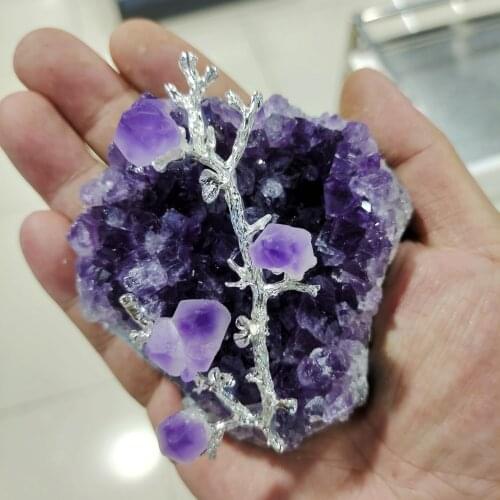 1pcs Natural Amethyst Geode Quartz Cluster Crystal Specimen Energy Healing