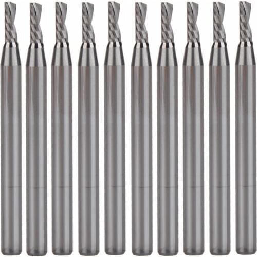 10pcs/set 2.0X6mm Tungsten Solide Carbide Single Flute Sprial Bits Left Hand Down Cutting Tools Left Cutting Bits