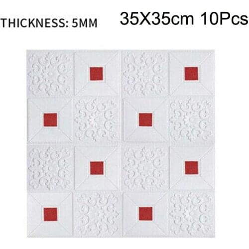 10pcs Wall Stickers 3D European TV Background Wall Stickers 35*35cm Ceramic Tile Brick Wall Stickers Foam Board Waterproof
