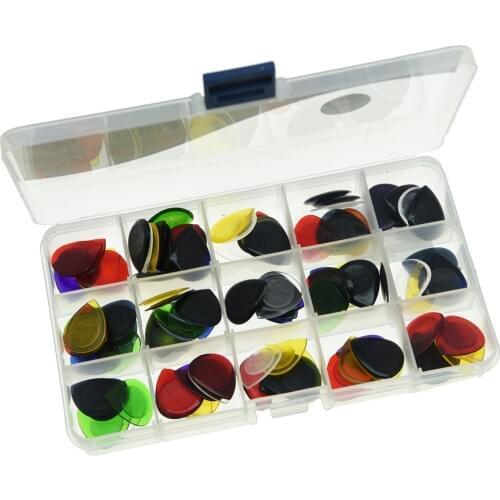 100pcs Alice Guitar Bass Small Durable Clear Picks Assorted Colors and 3 Thickness 1.0/2.0/3.0mm