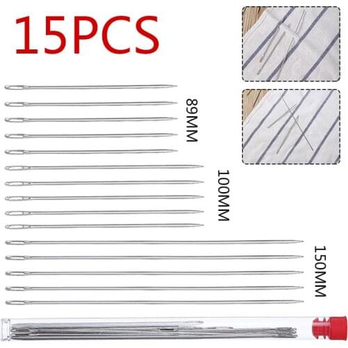 15PCS Hand Sewing Needles 3 Sizes Large Eye Needles Extra Long Stainless Steel Sewing Needles Embroidery Fabric Quilting Tools