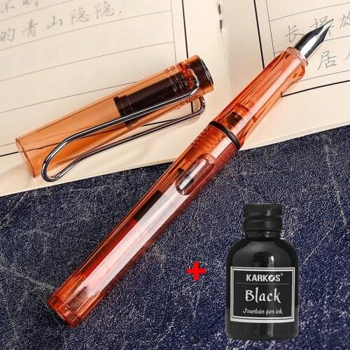 1pcs Transparent Fountain Pen EF/F Nib Replace Ink Parallel Pen School Calligraphy Pens Student Office Stationery Supplies