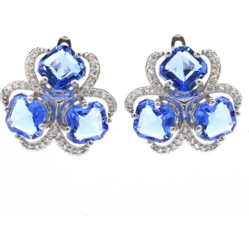 47x36mm 2020 New Arrival Created 10g White Sapphire Gift For Womans Jewelry Making Silver Earrings