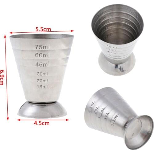 Stainless Steel Measuring Cup Cocktail Tools Bar Jigger Cup w/ml/oz Tbsp Measurement Unit Bars Making Mixed Drinks