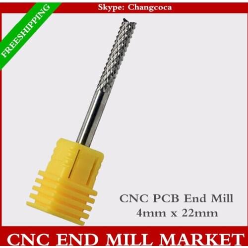 4mm*22mm,5pcs/box,Freeshipping CNC PCB Bit,Micro PCB Board End mill,CNC machine solid carbide corn bit,Smooth chip removal
