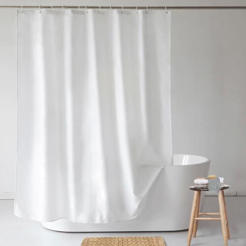 UFRIDAY Hotel White Shower Curtain Liner Solid Polyester Fabric Bath Curtain with Hooks Elegant Bathroom Curtain for Home Hotel