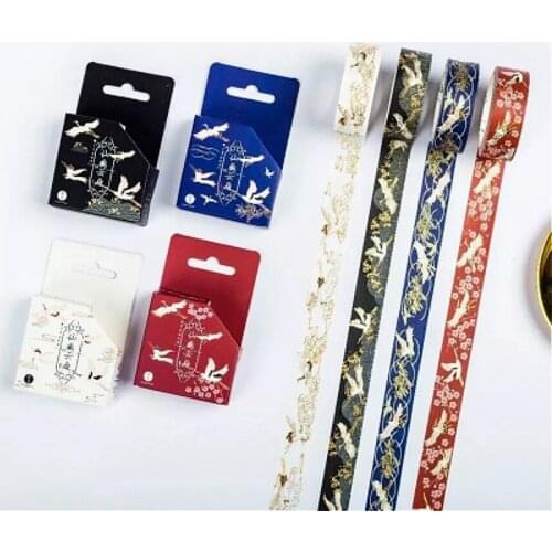 A Reel of Chinese Style Washi Tape Paper Planner Masking Tape Adhesive Tapes Creative Color Stickers Decorative Stationery Tapes