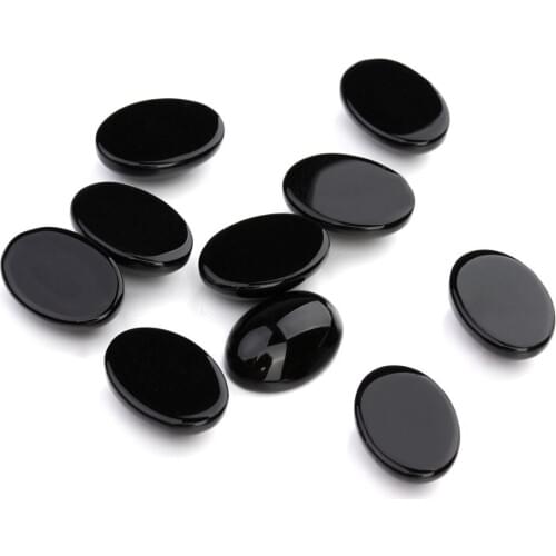 Natural Stone Black agate Cabochon Beads Flat Back Oval No Hole Loose Beads For jewelry making DIY Ring Necklace accessories