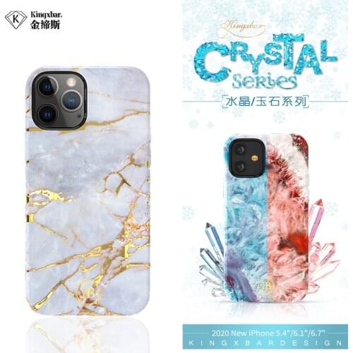 Kingxbar Marble Pattern Case for iphone 12 pro max/12 mini/12 pro Luxury Hard Phone Back Cover Shockproof Original