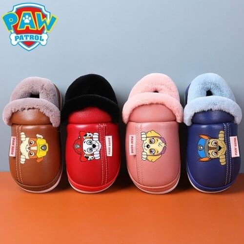 Paw Patrol Marshall Anime Cartoon Children Heel Cotton Slippers Winter Autumn Warm Shoes Boy Girl Thick Sole Plush Warm Indoor