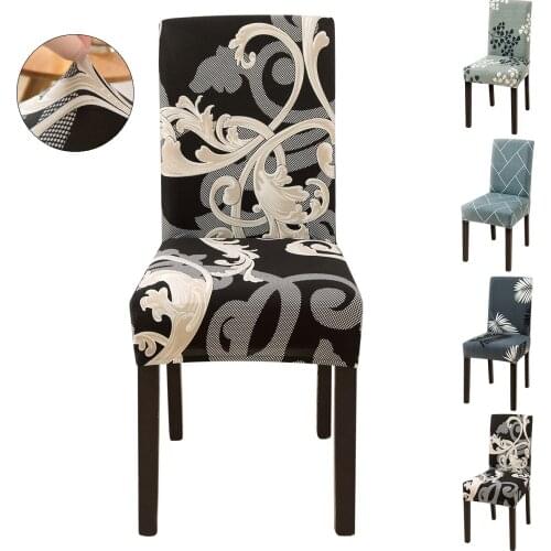 Elegant Dining Chair Covers Printed Elastic Spandex Slipcover Chair Cover for Dining Room Wedding Banquet Stretch Seat Cover D30