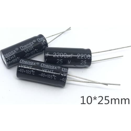 25V2200UF high frequency low resistance and long life LED power supply direct plug electrolytic capacitor 2200UF 25V 10X25MM