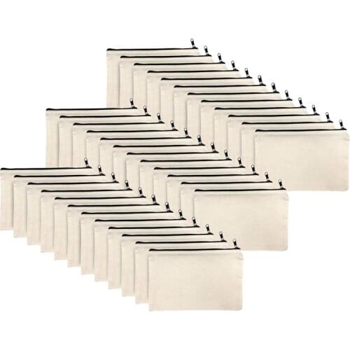 36Pcs Canvas Zipper Bag Pencil Case Cosmetic Bag Blank Bag DIY Craft Bag Cosmetic Bag Cosmetic Bag DIY Craft School