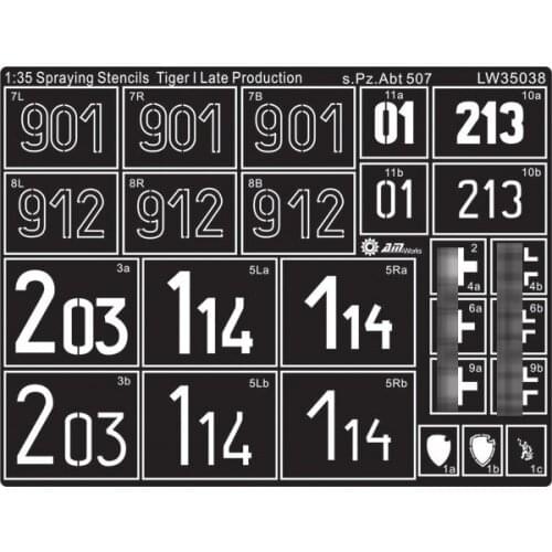 1/35 Scale Coloring Tools WWII German Tiger I Late Production s.Pz.Abt 507 Military Model Accessory