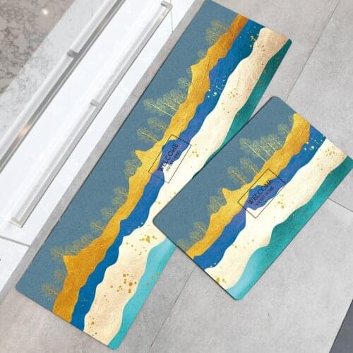 Nordic Style PVC Kitchen Carpet Anti-Slip Waterproof Oilproof Long Bathroom Mat Quality Comfortable Doorway Living Room Footmat
