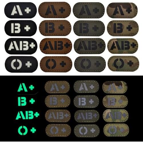Blood Type Reflective Patch Armband Badge Applique Embellishment Decorative Glow in Dark Military Tactical IR Patches with Hook