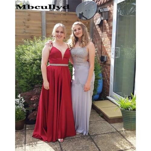 Mbcullyd Red Prom Dresses With Shining Beading Crystal 2020 Sexy Cross Backless A-line Long Evening Dress abiye gece elbisesi