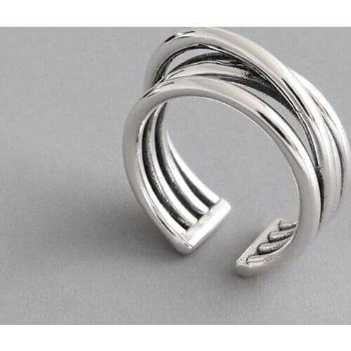 Minimalist Simple Retro Multi-layer Winding Adjustable 925 Sterling Silver Rings For Women Vintage Dainty Creative Jewelry