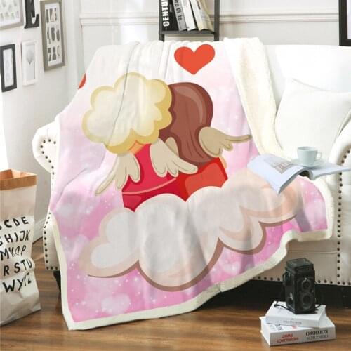 Cupid Love Baby 3D Printed Sherpa Blanket Couch Quilt Cover Travel Bedding Outlet Velvet Plush Throw Fleece Blanket Bedspread 08