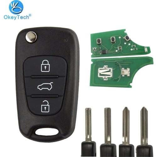 OkeyTech for Hyundai Santa Fe I20 I30 Ix25 Ix35 Sportage Kia Remote Car Flip Folding Car Smart Key 433Mhz ID46 Chip 3 Buttons