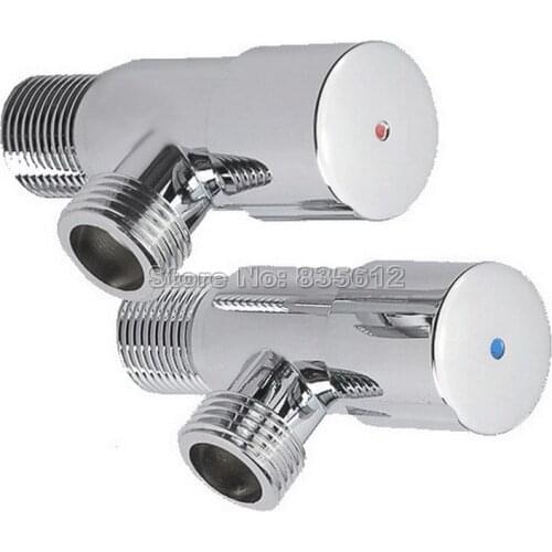 A of Pair 1/2"male x 1/2" Polished Chrome Brass Bathroom Angle Stop Valve Gold Finish Filling Valves Bathroom Wav005