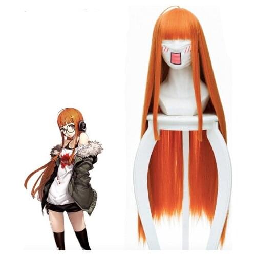 Game Persona 5 Cosplay Wig Futaba Sakura Cosplay Wig Orange Women Hair Heat Resistant Synthetic Wig Halloween Carnival Party Wig