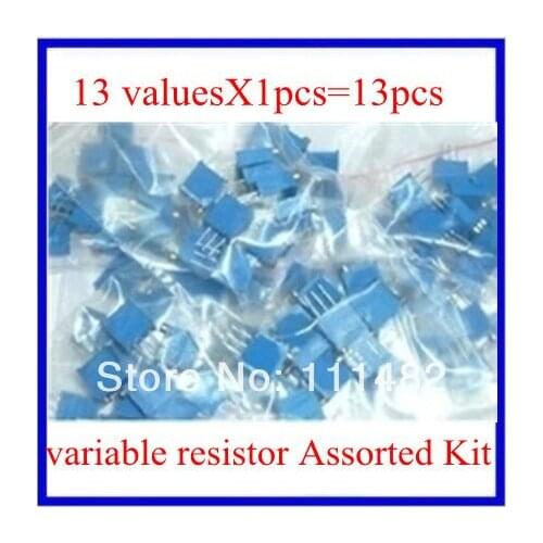 Variable Resistors/potentiometer,13 values*1 pcs (100R-1M)100R 200R 500R 1k 2k 5K 10K 20K 50K 100K 200K 500K 1M