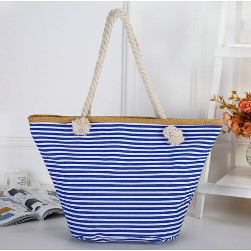 Rdywbu Straw Popular Summer Style Weave Woven Big Stripe Shopping Bag Large Beach Bags Wild Twine Striped Totes Canvas Bag H190