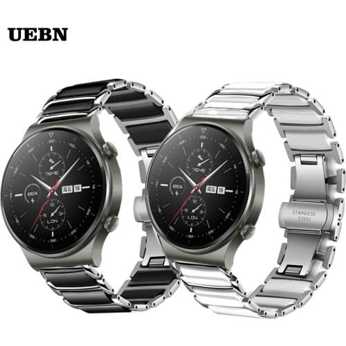 UEBN Stainless steel & ceramic strap for Huawei Watch GT 2 Pro strap for Huawei Watch GT 2 42mm 46mm & 2eBracelet Watchbands