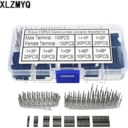 310pcs Male Crimp Pins+Female Pin Terminal Connector set Dupont Connector 2.54mm Dupont Cable Jumper Wire Pin Header Housing Kit