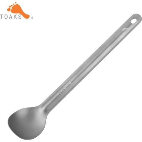 TOAKS Titanium Spoon Long Handle Spoon 215mm Portable Tableware Outdoor Picnic Camping Titanium Spoon SLV-03
