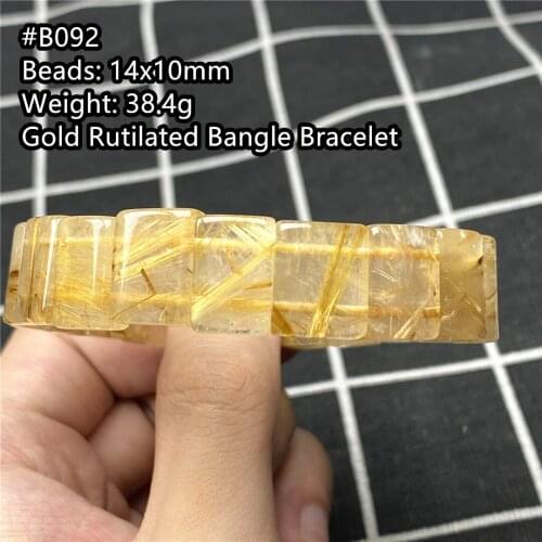 Top Natural Gold Rutilated Quartz Bracelet For Women Men Healing Wealth Luck Stone 14x10mm Beads Stretch Bangle Jewelry AAAAA