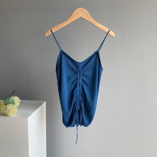 2020 Fashion Boho Tops Sexy Sleeveless Stretch Women V-Neck Strap Tank Top Female Lace-Up Design Summer White Camis