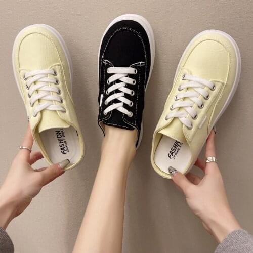 Summer Thin Head Sail Womens Shoes Spring And Autumn 2021 Cloth Shoes Square Toe Small White Shoes Thick Bottom Half Slippers