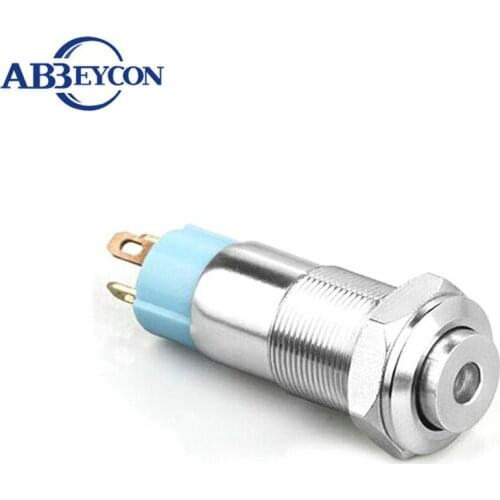 Waterproof 1NO 10mm Metal Shell Switch High Flush Dot Led Light Illuminated Anti-Vandal ON-OFF Latching Small Push Button Switch