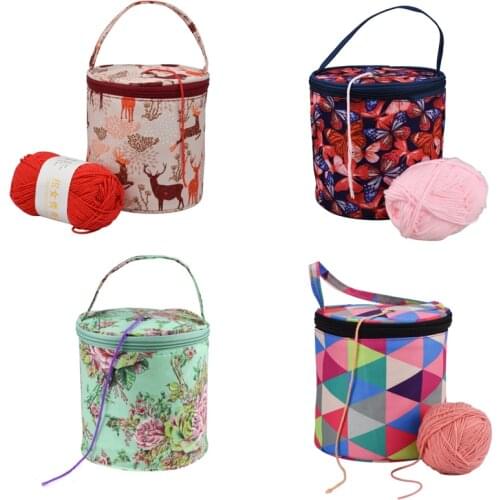 Knitting Yarn Round Crochet Bag Knitting Needles Yarn Tote Organizer DIY Craft Woolen Storage Basket Sewing Tool Accessories Bag