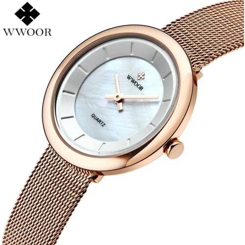 WWOOR Elegant Brand Rose gold Women Watches 2017 Montre Femme Fashion Ladies Bracelet Ultrathin crust Quartz Wrist Watch Relogio