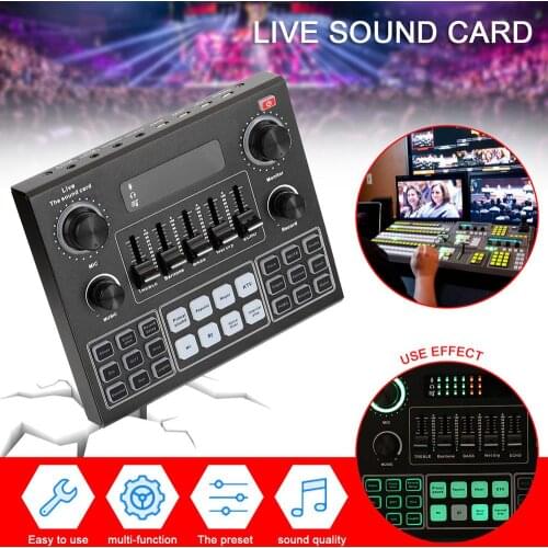 V9 Audio Studio Sound Card 3.5mm Microphone Headset Live Broadcast Bluetooth Sound Adapter for Phone Computer