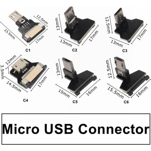 0.05M-1M Super Flat Flexible Up &Down & Left & Right Angled 90 Degree USB Micro USB Male To USB Male Data Charge Connector Cable