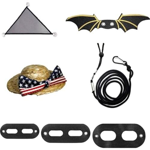 13MA 1 Set Lizard Traction Rope Reptile Bearded Dragon Harness Leather Leash with Wing + Hat + Hammock Pet Supplies