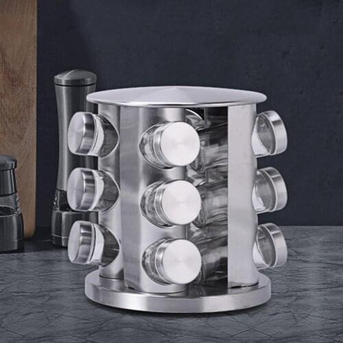 1 Set Seasoning Jar Eco-friendly Rust-proof Stainless Steel Seasoning Bottle Storage Holder for Kitchen