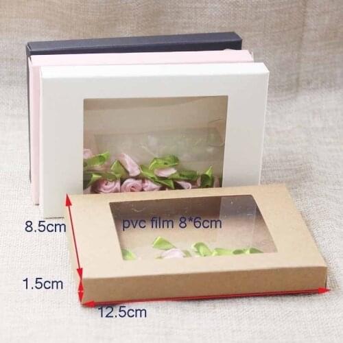 10pcs DIY Paper Box with Window Gift Cake Packaging for Wedding Home Party Muffin