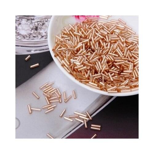 2017 Hot Sale 2*6MM 60G/1440Pcs Silver Core Czech Glass Seed Bugle Beads Jewelry Garment Accessories Champagne