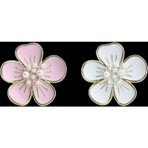 2021New 60Pcs Drop Oil Pearl Center Flower Button For DIY Phone Case or Hair Accesoriess HZ581