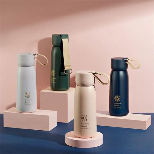 370ml Sample Stainless Steel Thermos Mug Water Bottle For Girls Outdoor Travel Tea Coffee Vacuum Flask Thermal Cup With Straw