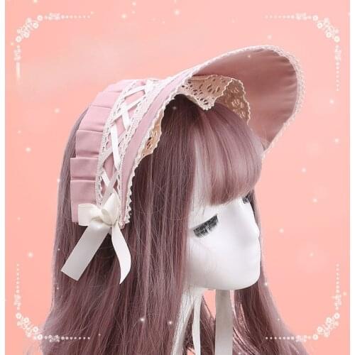 Anime One Piece Cosplay Lolita Accessories Asuka Hat for Women Girls Kawaii Gothic Hat Lace Hallowen Party Props Birthday Gifts