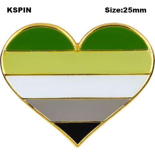 Aromantic Pride Flag heart shaped Flag Badge Clips Button for Clothes Metal Kawaii Pins in Brooches XY0635-1