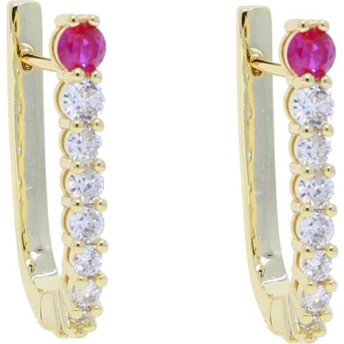 CZ Rectangle Hoop Earring Gold color 5A Cubic Zirconia Huggie Hoop Multi Piercing Earring