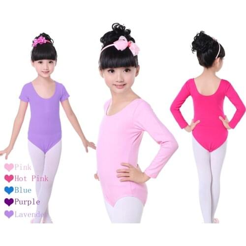Children Kids Pink Cotton Short/Long Sleeve Bodysuit Купальнік Leotard Clothes Girls Ballet Dance Gymnastics Dancewear