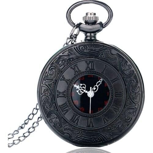 Roman Numerals Pocket Watch Hollow-out Case Men Women Quartz Watches Steampunk Antique Vintage Pendant Necklace Best Gift